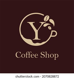 Ursprünglicher Y-Brief mit Coffee Cup, Coffee Bean, Liquid for Coffee Shop, Restaurant, Cafe, Beverage Business Einfache und moderne Logo-Vorlage Idee
