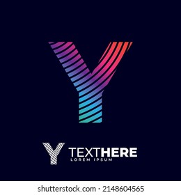 Initial Y letter colorful Modern digital alphabet font, Rainbow color logo design, futuristic font