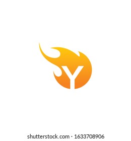 Initial Y letter with fire logo Vector design.
