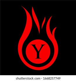 Initial Y letter fire logo, Vector design.