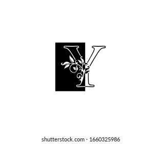 Initial Y letter with leaves Line And Square Shape  logo