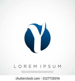 Initial Y Letter Logo Monogram Rounded Shape Vector Template.
