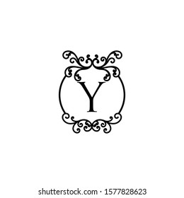 Initial Y letter luxury beauty flourishes ornament monogram logo