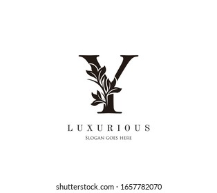 Initial Y letter luxury beauty flourishes ornament monogram logo