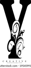Initial Y letter luxury beauty flourishes ornament monogram logo