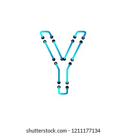 initial Y letter , neon vector  blue light 