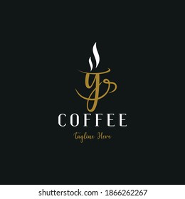 Initial Y Letter On Cup Coffee Concept Logo For Coffee Shop And Store, Cafeteria Brand Template