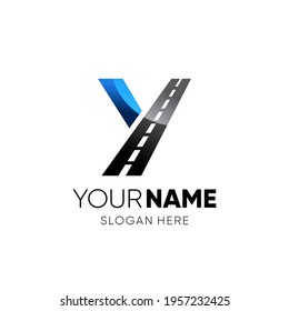 Initial Y Letter Road Way Logo Design Icon Vector Graphic