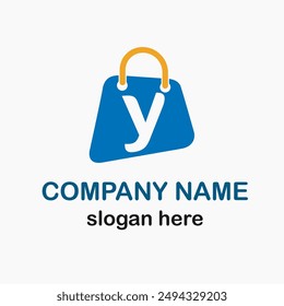 Initial y Letter with Shopping Bag Icon for Online Shop, Online Store Logo Idea Vector Template