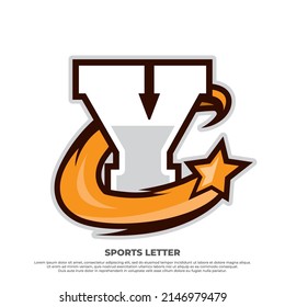 Initial Y letter sport design concept with swosh star isolated on white background, esport design