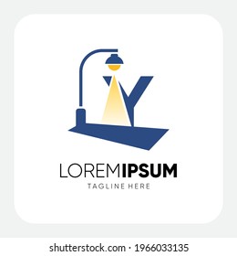 Initial Y Letter Street Light Logo Design Vector Graphic