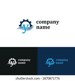 Initial y letter for swimming pools and aquatic venue repairing, setting and service company logo template