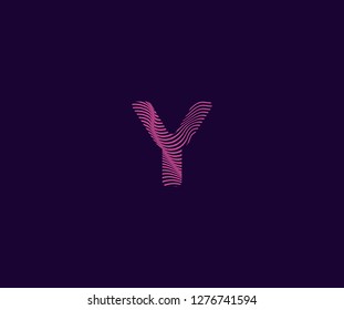 Initial Y letter typography abstract dinamic grunge stripes wavy effect monogram logotype