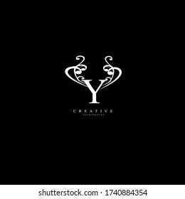 Initial Y letter Unique attractive creative modern luxury beauty flourish ornament black white monogram logo. design vector logotype.