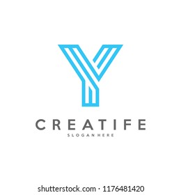 Initial Y logo concepts template vector