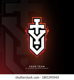 Initial Y logo design with sword, Logo for game, esport, initial gaming, community or business.