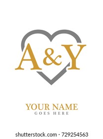 Initial A & Y with love background logo template vector