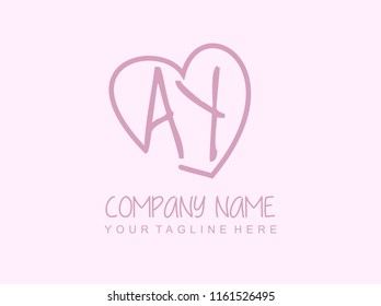 Initial A Y with love logo template vector