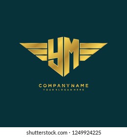 Initial Y M wing logo template vector