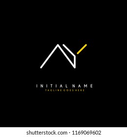Initial A Y minimalist modern logo identity vector