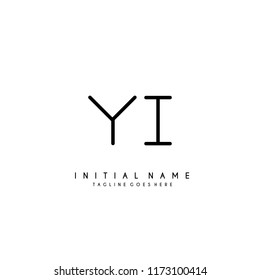 Initial Y I minimalist modern logo identity vector