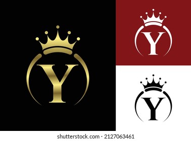 Initial Y monogram alphabet with a crown. Royal, King, queen luxury symbol. Font emblem.