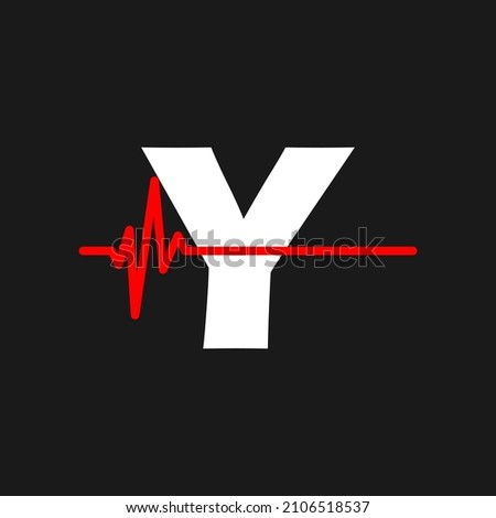 Initial y monogram alphabet with health Pulse. Heartbeat logo icon design vector. Font emblem. Logo for medical or health business, and company identity
