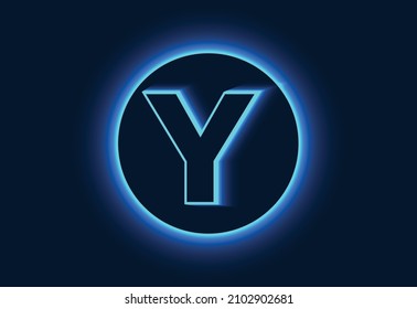 Initial Y monogram alphabet in a neon circle. 