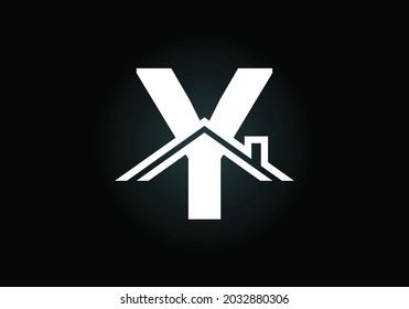 Initial Y monogram alphabet with the roof. Home or house sign. Real estate logo concept. Font emblem. Modern vector logo for Real estate business and company identity.