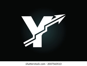 Initial Y monogram alphabet symbol design incorporated with the arrow. Financial or success logo concept. Font emblem. Logo for business and company identity