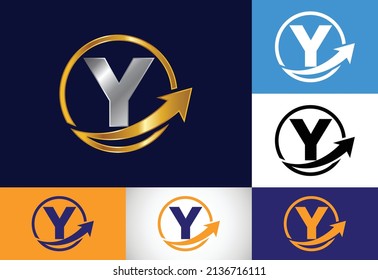 Initial Y monogram alphabet symbol design incorporated with the arrow. Financial or success logo concept. Font emblem. Logo for business and company identity
