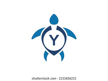 Alfabeto de monograma Y inicial con tortuga. plantilla vectorial de diseño de logotipo de tortuga. emblema de letra. Logo vectorial moderno para identidad empresarial y de empresa
