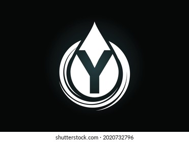 Initial Y monogram alphabet with water drop in a spiral. Waterdrop logo design vector template. Font emblem. Modern vector logo for business and company identity