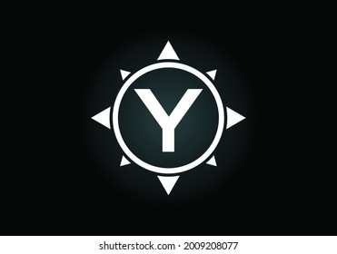 Alfabeto de monograma Y inicial en una brújula. emblema de letra. Símbolo del logotipo de la brújula. Diseño de logotipo vectorial moderno para identidad empresarial y de empresa.