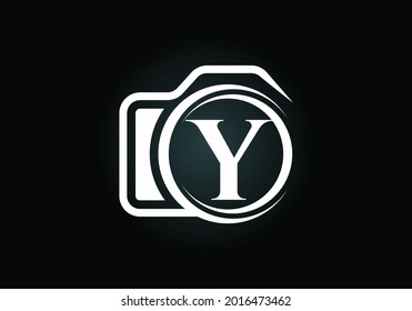 Initial Y monogram letter alphabet with a camera icon. Photography logo vector illustration. Modern logo design for photography business, and company identity.