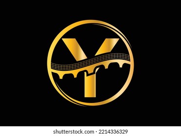 Alfabeto inicial de monograma Y con signo de puente. Plantilla de diseño del logotipo del puente abstracto. Logo vectorial moderno para el negocio de la construcción.