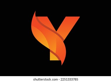 Initial Y monogram letter with a swoosh or flame. Fire flames or swoosh design vector illustration
