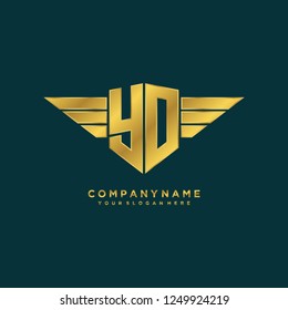 Initial Y O wing logo template vector