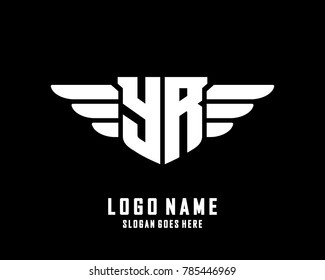 Initial Y & R wing logo template vector