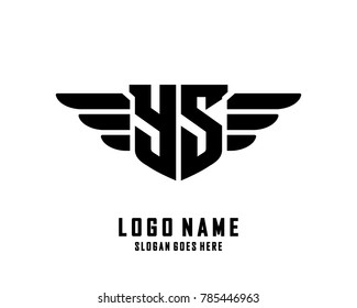 Initial Y & S wing logo template vector