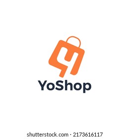 Initial Y And Shoping Bag Logo Design For Mart, Market, Store And Shop Brand Identity