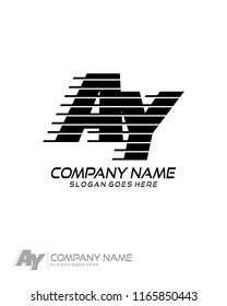 Initial A Y speed line logo template vector