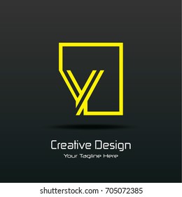 Initial Y Square Framed Letter Logo Design Vector with Black and Yellow Colors