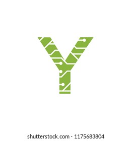 Initial Y with technology logo concepts template vector