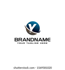 initial Y technology swoosh company letter logo design vector icon template