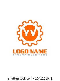 Initial Y & V gear logo template vector