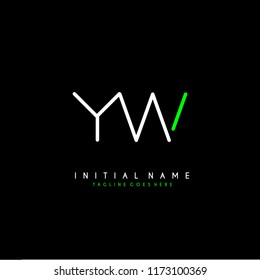 Initial Y W minimalist modern logo identity vector