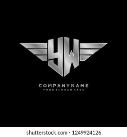 Initial Y W wing logo template vector