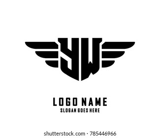 Initial Y & W wing logo template vector