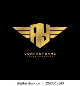 Initial A Y wing logo template vector